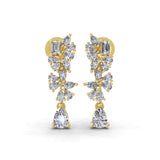 Lab Grown Multi Cut Diamond 1.59Ct Dangle Earrings 14K Fine Gold