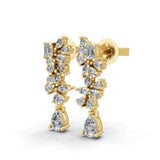 Lab Grown Multi Cut Diamond 1.59Ct Dangle Earrings 14K Fine Gold