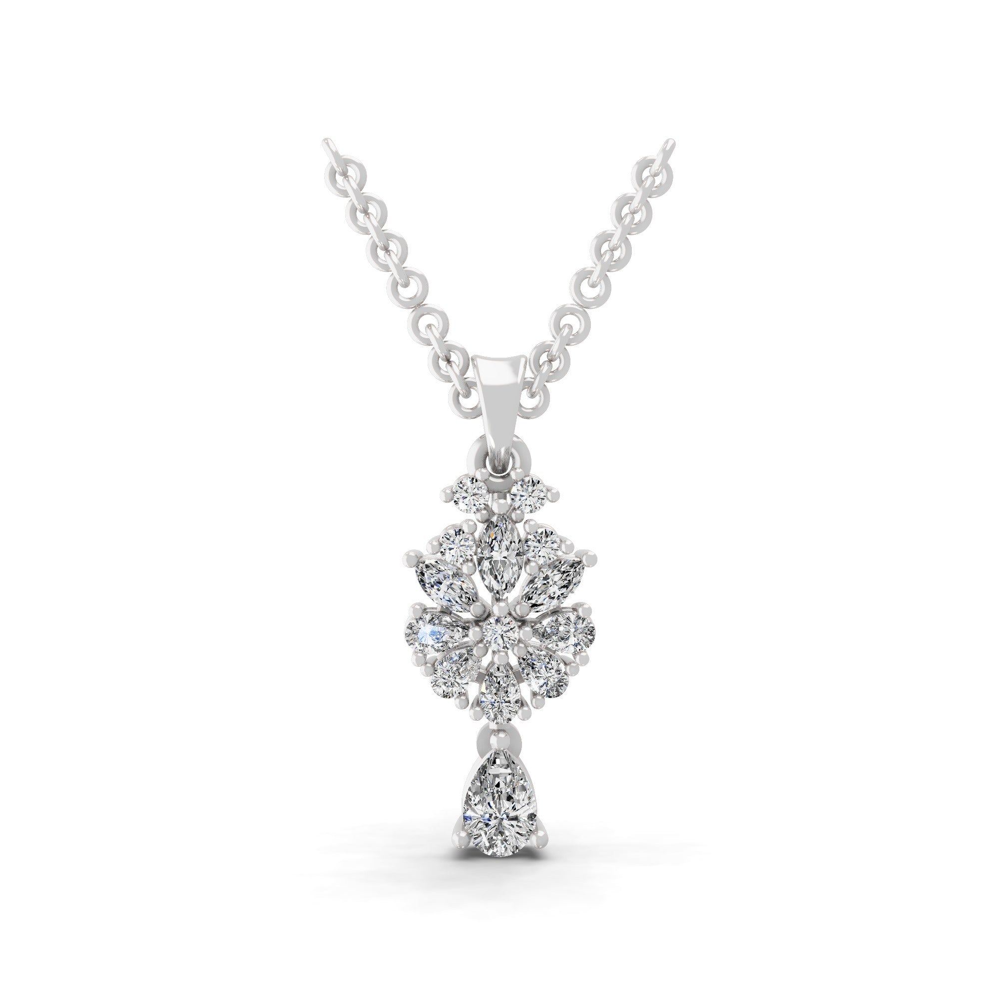 14K Fine Gold Prong Set 0.90Ct Lab Grown Diamond Pendant Necklace