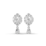 14K Fine Gold Floral Cluster Design Lab Grown Diamond Dangle Earrings 1.75Ct