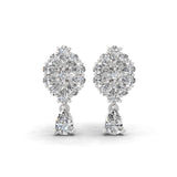 14K Fine Gold Floral Cluster Design Lab Grown Diamond Dangle Earrings 1.75Ct