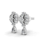 14K Fine Gold Floral Cluster Design Lab Grown Diamond Dangle Earrings 1.75Ct