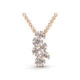 Flower Cluster Pear Cut Lab Grown Diamond 0.77Ct 14K Fine Gold Pendant Necklace