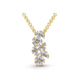 Flower Cluster Pear Cut Lab Grown Diamond 0.77Ct 14K Fine Gold Pendant Necklace