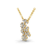 Flower Cluster Pear Cut Lab Grown Diamond 0.77Ct 14K Fine Gold Pendant Necklace
