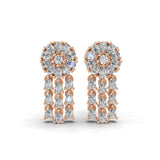 1.38Ct Lab Grown Pear Round Diamond Floral Dangle Drop Earrings 14K Fine Gold