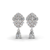 14K Fine Gold Round Pear Cut Lab Grown Diamond Dangle Earrings 1.24Ct