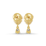 14K Fine Gold Round Pear Cut Lab Grown Diamond Dangle Earrings 1.24Ct