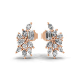 Cluster Stud Earring Lab Grown Diamond 0.73Ct 14K Fine Gold