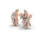 Cluster Stud Earring Lab Grown Diamond 0.73Ct 14K Fine Gold