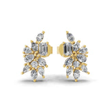 Cluster Stud Earring Lab Grown Diamond 0.73Ct 14K Fine Gold