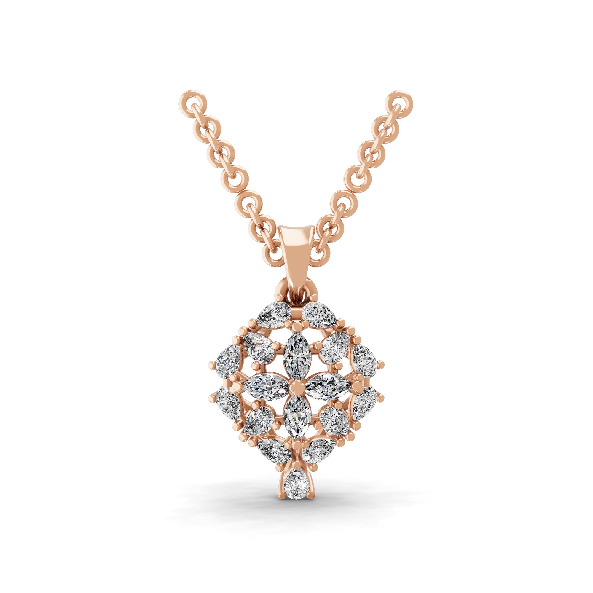 Lab Grown Diamond Pendant Necklace 0.79ct Marquise Pear Cut 14K Gold