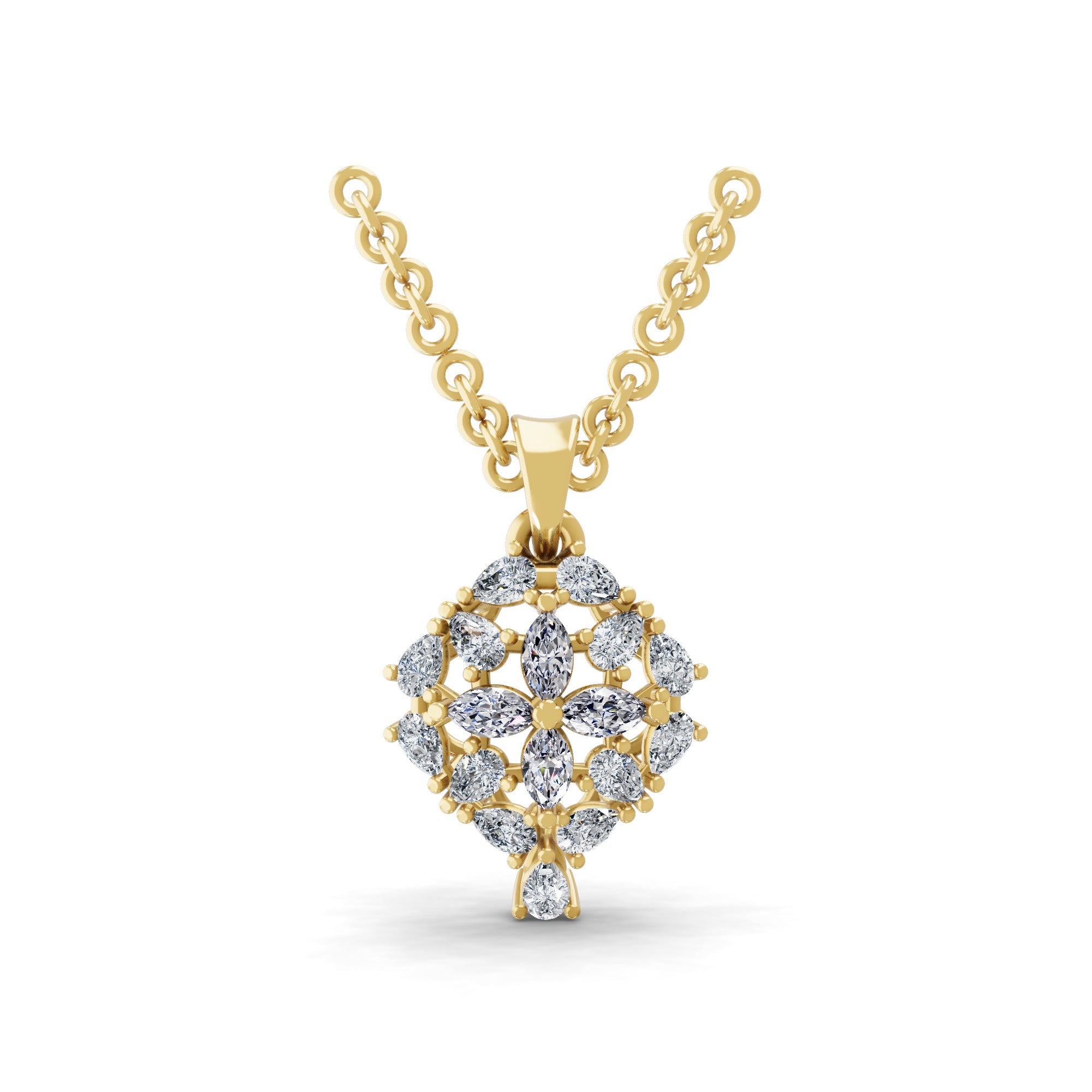 Lab Grown Diamond Pendant Necklace 0.79ct Marquise Pear Cut 14K Gold