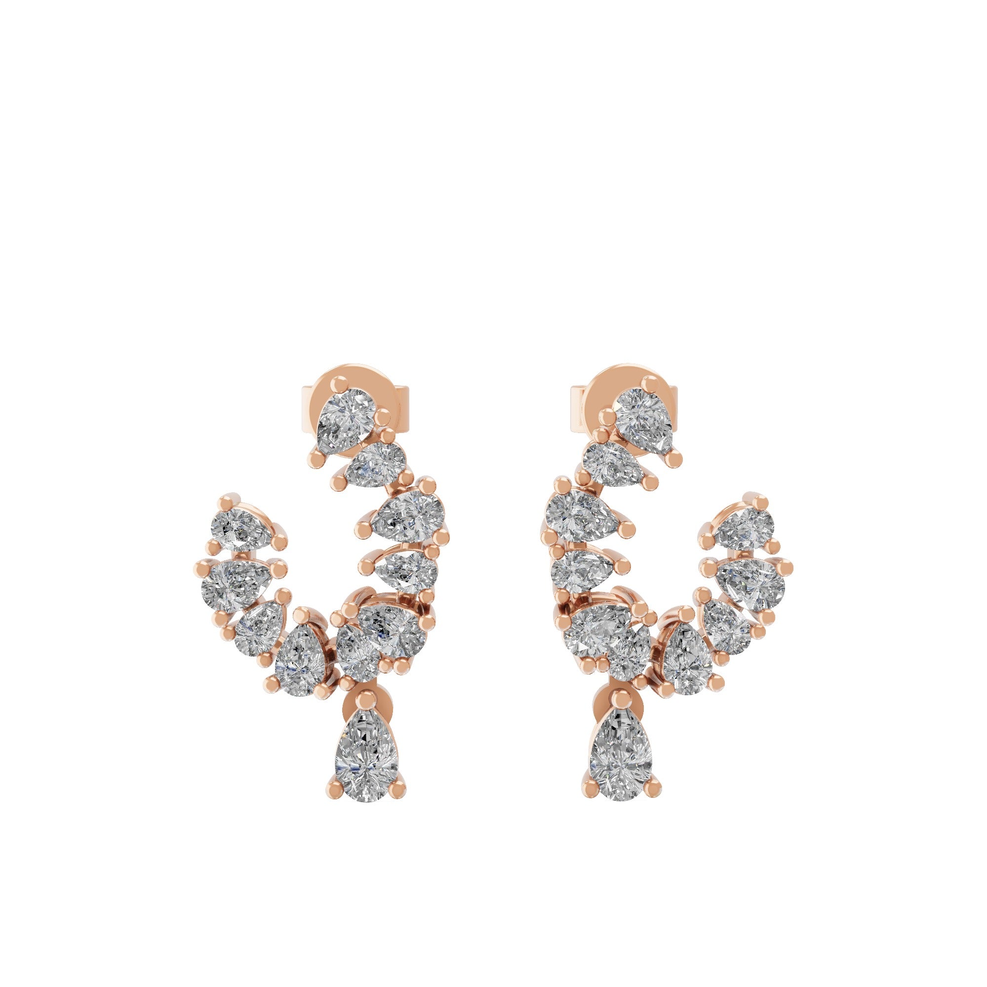 Pear Cut Prong Set Lab Grown Diamond 1.35Ct Hoop Earrings 14K Fine Gold