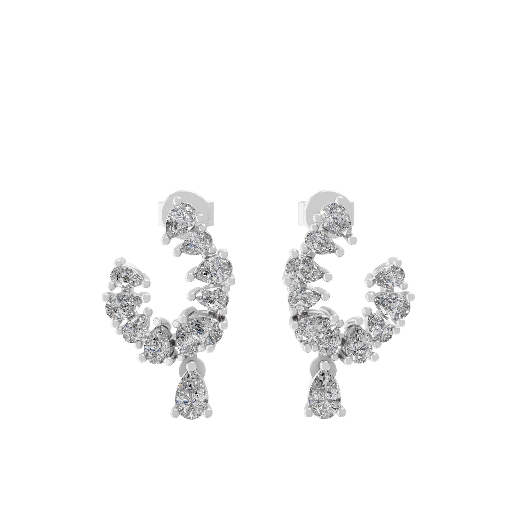 Pear Cut Prong Set Lab Grown Diamond 1.35Ct Hoop Earrings 14K Fine Gold