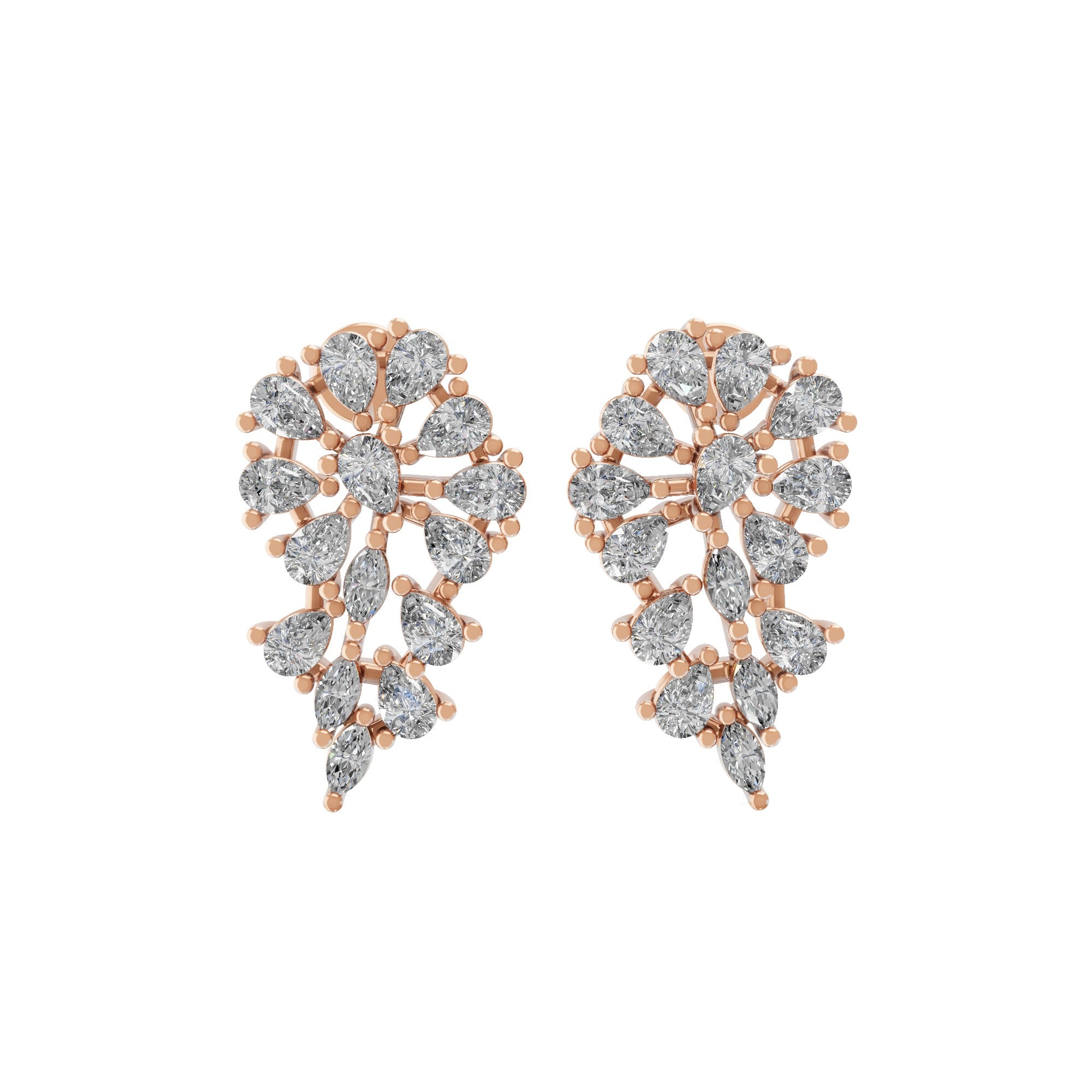 Lab Grown Diamond Pear Marquise 1.80Ct Floral Dangle Earrings 14K Fine Gold