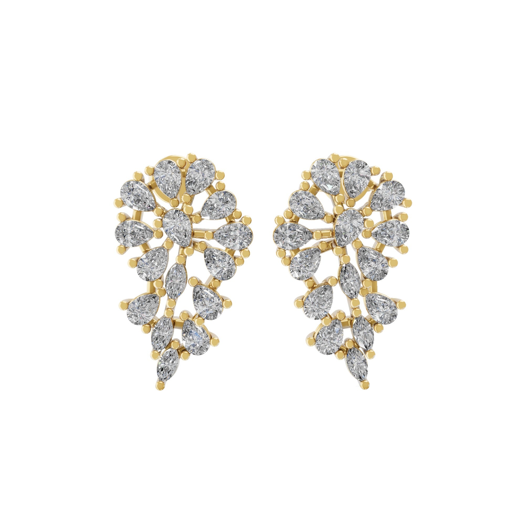 Lab Grown Diamond Pear Marquise 1.80Ct Floral Dangle Earrings 14K Fine Gold