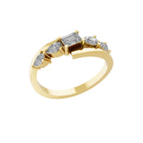 Pear Octagon Lab Grown Diamond Cluster Ring 14K Fine Gold 0.68Ct