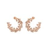 Crescent Shaped Cluster Dangle Earrings 14K Fine Gold 2.01Ct Lab Grown Diamond