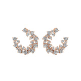 Crescent Shaped Cluster Dangle Earrings 14K Fine Gold 2.01Ct Lab Grown Diamond