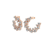 Crescent Shaped Cluster Dangle Earrings 14K Fine Gold 2.01Ct Lab Grown Diamond