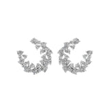 Crescent Shaped Cluster Dangle Earrings 14K Fine Gold 2.01Ct Lab Grown Diamond