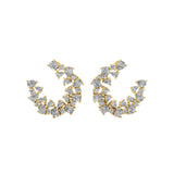 Crescent Shaped Cluster Dangle Earrings 14K Fine Gold 2.01Ct Lab Grown Diamond