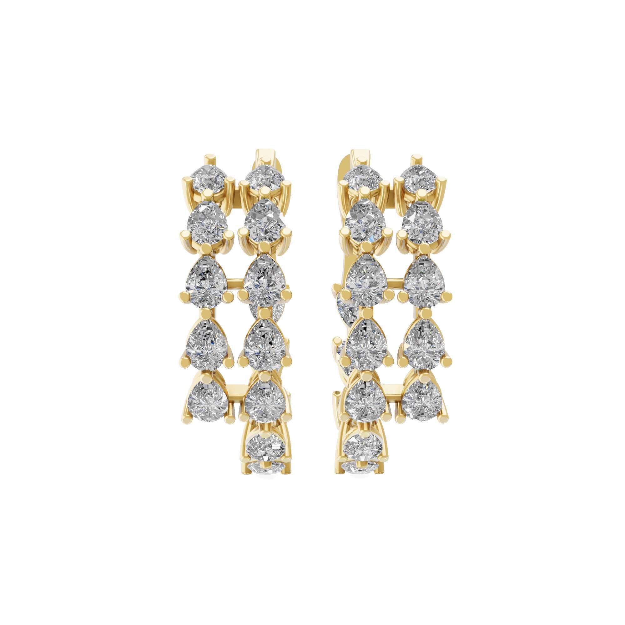 Pear Cut Prong Set Lab Grown Diamond 4.05Ct Hoop Earrings 14K Fine Gold