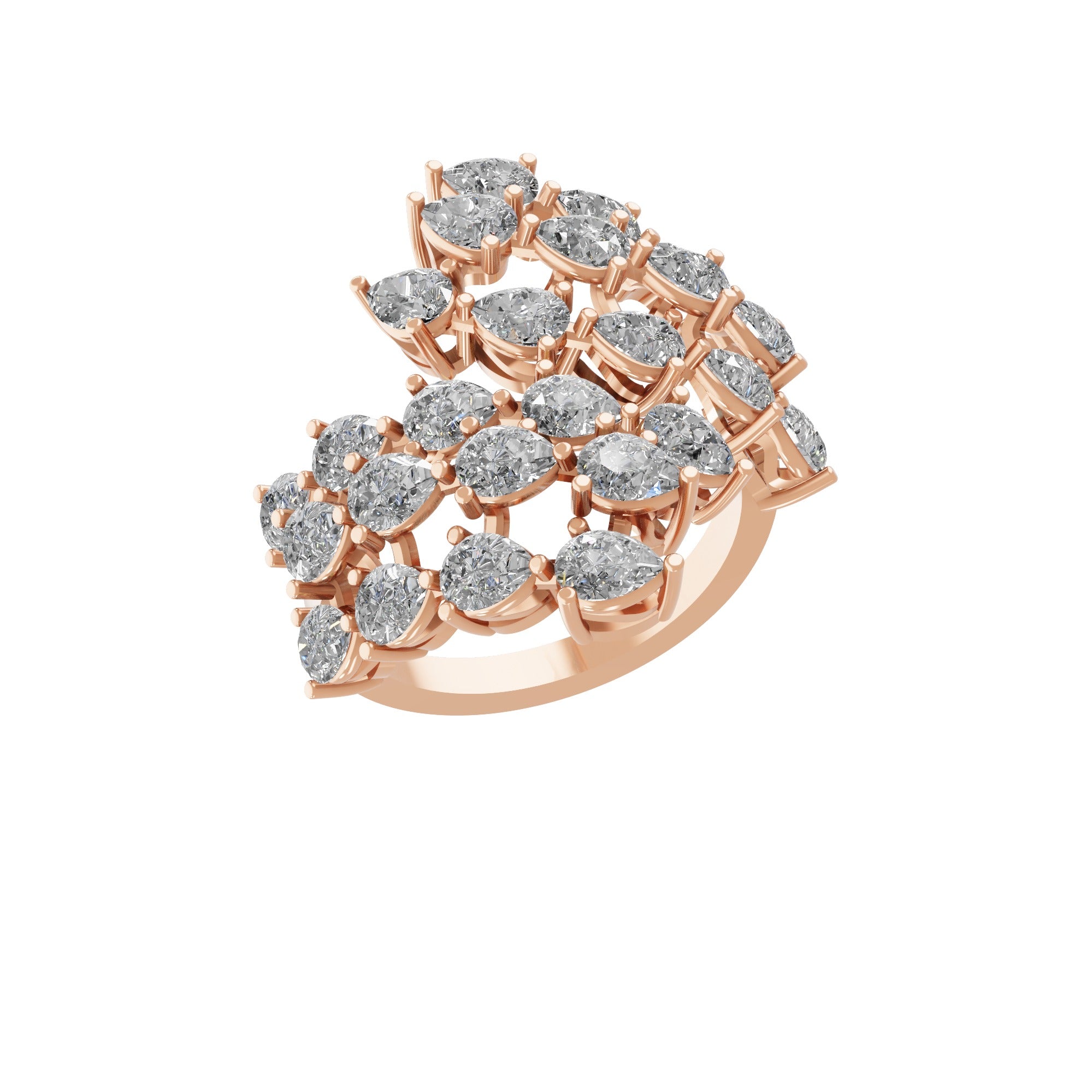 Lab Grown Diamond Statement Rings 3.51Ct 14K Fine Gold