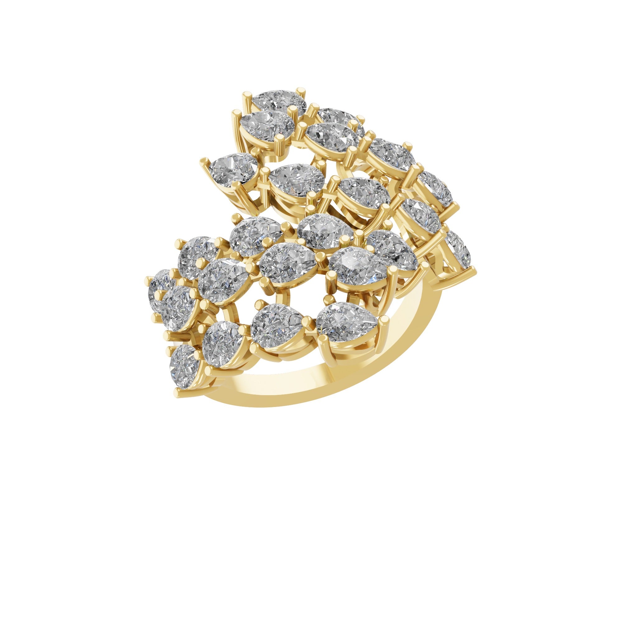 Lab Grown Diamond Statement Rings 3.51Ct 14K Fine Gold