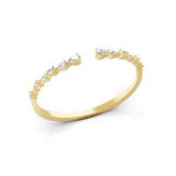 3.10Ct Lab Grown Diamond Pear Shaped Cuff Bangle Bracelet 14K Fine Gold