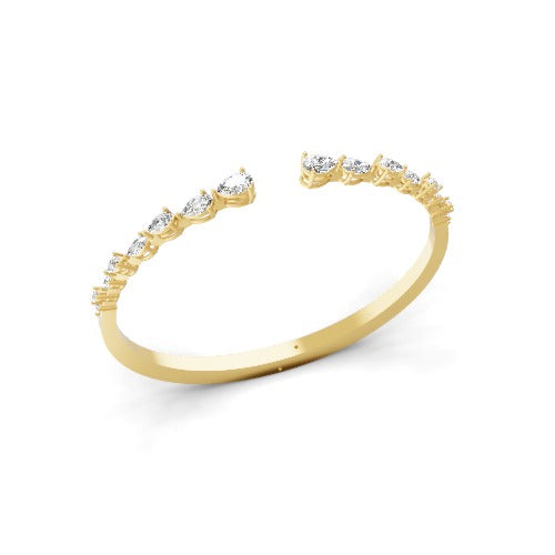 3.10Ct Lab Grown Diamond Pear Shaped Cuff Bangle Bracelet 14K Fine Gold