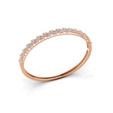 Marquise Cut Lab Grown Diamond 4.34Ct Bypass Bangle 14K Fine Gold Bracelet