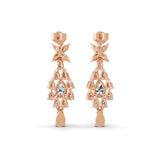 Marquise Pear Cut Lab Grown Diamond 14K Gold Cluster Drop Earrings 3.40Ct