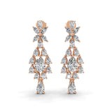 Marquise Pear Cut Lab Grown Diamond 14K Gold Cluster Drop Earrings 3.40Ct
