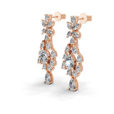 Marquise Pear Cut Lab Grown Diamond 14K Gold Cluster Drop Earrings 3.40Ct