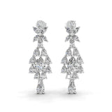 Marquise Pear Cut Lab Grown Diamond 14K Gold Cluster Drop Earrings 3.40Ct