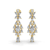 Marquise Pear Cut Lab Grown Diamond 14K Gold Cluster Drop Earrings 3.40Ct