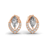 Teardrop Shaped Halo Stud Earring 14K Fine Gold 0.64Ct Lab Grown Diamond