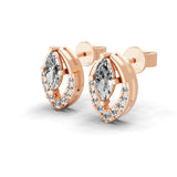 Teardrop Shaped Halo Stud Earring 14K Fine Gold 0.64Ct Lab Grown Diamond