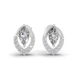 Teardrop Shaped Halo Stud Earring 14K Fine Gold 0.64Ct Lab Grown Diamond