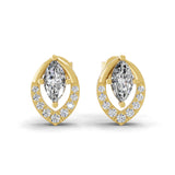 Teardrop Shaped Halo Stud Earring 14K Fine Gold 0.64Ct Lab Grown Diamond