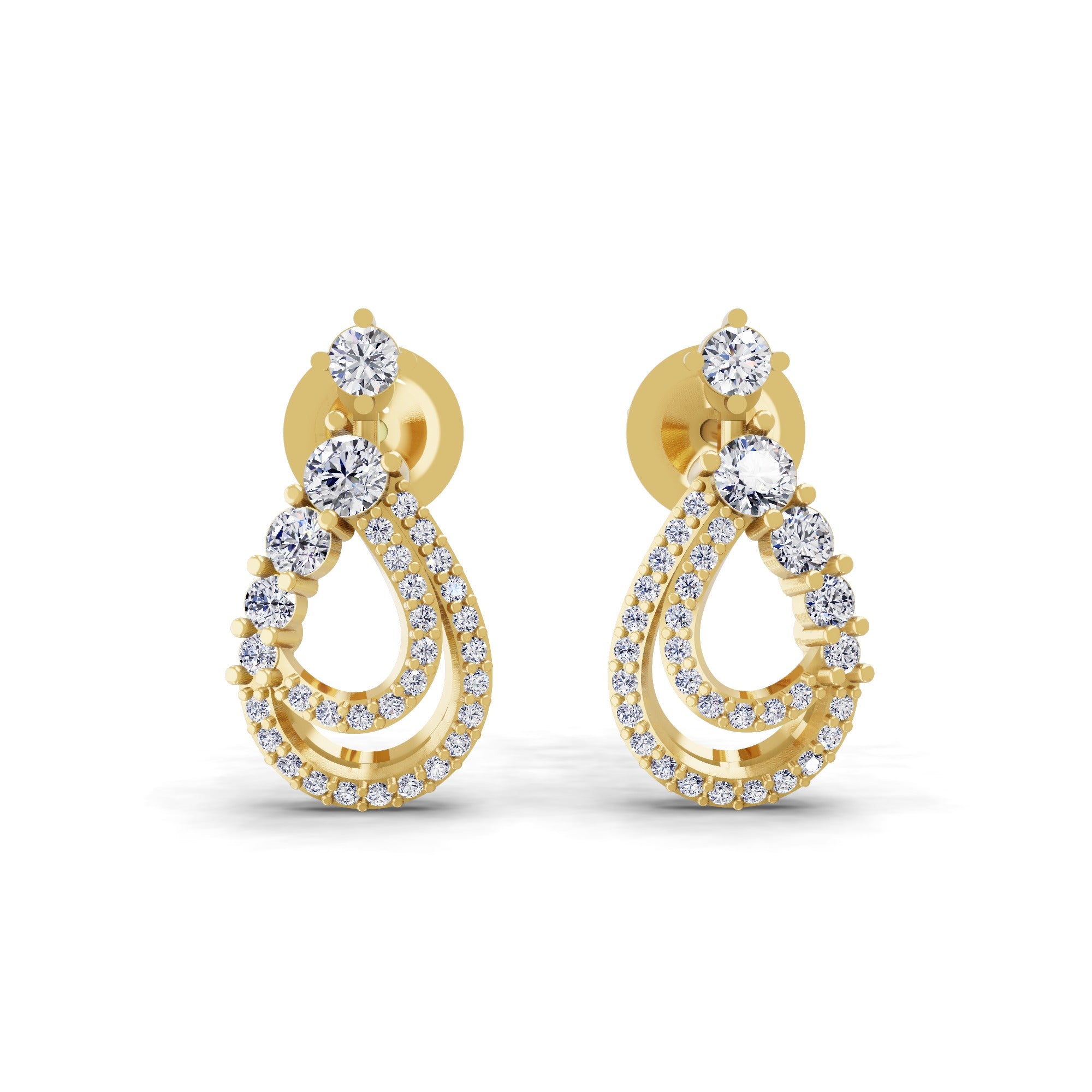 Asymmetric Lab Grown Diamond Earrings 0.81Ct 14K Fine Gold Round Cut