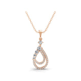 14K Fine Gold Cascading Cluster Pendant Necklace 0.79Ct Lab Grown Diamond