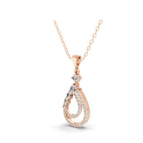 14K Fine Gold Cascading Cluster Pendant Necklace 0.79Ct Lab Grown Diamond