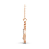 14K Fine Gold Cascading Cluster Pendant Necklace 0.79Ct Lab Grown Diamond