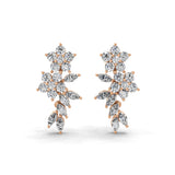 2.64Ct Lab Grown Marquise Round Cut Flower Dangle Earrings 14K Fine Gold