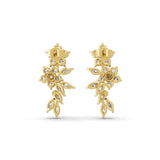 2.64Ct Lab Grown Marquise Round Cut Flower Dangle Earrings 14K Fine Gold