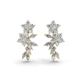 2.64Ct Lab Grown Marquise Round Cut Flower Dangle Earrings 14K Fine Gold