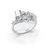 14K Fine Gold Mixed Cut Lab Grown Diamond Cluster Ring 0.76Ct